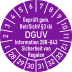 Prüfplakette geprüft gem. BetrSichV §3 (6) DGUV Information 208-043 Sicherheit von Regalen lila Prüfplakette