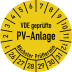 Prüfplakette VDE geprüfte PV-Anlage mit Hinweis auf nächsten Prüftermin