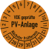 Prüfplakette VDE geprüfte PV-Anlage mit Hinweis auf nächsten Prüftermin