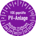 Prüfplakette VDE geprüfte PV-Anlage mit Hinweis auf nächsten Prüftermin