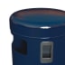 Blauer runder Abfallbehälter mit Bodenentleerung und integriertem Ascher, Fassungsvermögen 50 Liter