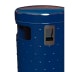 Blauer Einwurf-Abfallbehälter im Noppenblech-Design mit integriertem Ascher, 50 Liter Fassungsvermögen