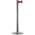 Gurtabsperrpfosten Beltrac Classic mit rotem Absperrband und verchromtem Pfosten