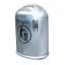 Ovaler Abfallbehälter aus Metall mit integriertem Ascher und Bodenentleerung, Inhalt 1,5 + 43,5 Liter