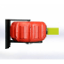 Wandgurtkassette Beltrac Wall Mount Jettrac mit Gurtstopp in rot und gelb, seitliche Wandmontage