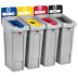 Recycling-Station Slim Jim Starter Set von Rubbermaid mit 4 Behältern für Papier, Dosen, Plastik und Restmüll, 87 Liter Inhalt