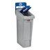 Recycling-Station Slim Jim Starter Set von Rubbermaid mit 87 Liter Fassungsvermögen, grauer Abfallbehälter mit blauem Deckel und Papier-Recycling-Schild