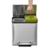 Tret-Mülleimer EcoCasa Recycler EKO mit 2 Fächern und 2x 12 Liter Inhalt, Edelstahl mit grünem Einsatz für Glasflaschen
