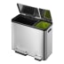 Tret-Mülleimer EcoCasa Recycler EKO mit zwei Fächern und Pedalen, 30 und 15 Liter Fassungsvermögen, Edelstahl und grünem Inneneimer