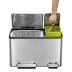 Tret-Mülleimer EcoCasa Recycler EKO mit zwei Fächern und 30 plus 15 Liter Fassungsvermögen, Edelstahl und grünem Einsatz für Recycling