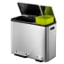 Tret-Mülleimer EcoCasa Recycler EKO mit zwei Fächern und Pedalen, Edelstahl und grünem Einsatz, 30 + 15 Liter