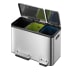 Tret-Mülleimer EcoCasa Recycler EKO mit drei Fächern in Schwarz, Grün und Blau, Edelstahlgehäuse, 3x 15 Liter Fassungsvermögen