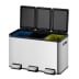 Tret-Mülleimer Essential Splittet Recycler EKO mit drei Fächern und 3x 10 Liter Fassungsvermögen, Edelstahl mit farbigen Inneneimern