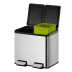 Tret-Mülleimer Essential Splittet Recycler von EKO mit 2 Fächern und 2x 15 Liter Fassungsvermögen, Edelstahl und grünem Inneneimer