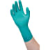 Hand mit grünem Einweghandschuh aus Neopren und Nitril, Modell Ansell Microflex 93-260