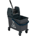 Vermop Reinigungswagen 1 x 35l mit Trennwand und Presse, Eimer mit Trennwand und Presse auf Rollen