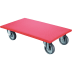 Transportroller mit 330 kg Traglast, 600 x 350 mm Plattform, thermoplastischer Gummi, roter rutschfester Belag