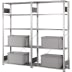 Metall Steckregal-Set mit 4 grauen Aufbewahrungsboxen, Höhe 2000 mm, Breite 2000 mm, Tiefe 400 mm
