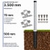 3500 mm Rohrpfosten Komplett-Set mit 60,3 mm Rohrpfosten, 500 mm Bodenhülse, 2 x 70 mm Rohrschellen, Schrauben, Muttern und Unterlegscheiben