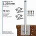 3250 mm Rohrpfosten Komplett-Set mit 60,3 mm Rohrpfosten, 2 x 70 mm Rohrschellen, Schrauben, Muttern und Unterlegscheiben, verzinktes Metall, Montage im Boden