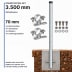 3500 mm Rohrpfosten Komplett-Set mit 60,3 mm Rohrpfosten, 2 x 70 mm Rohrschellen, Schrauben, Muttern und Unterlegscheiben, verzinktes Metall, Montage im Betonfundament